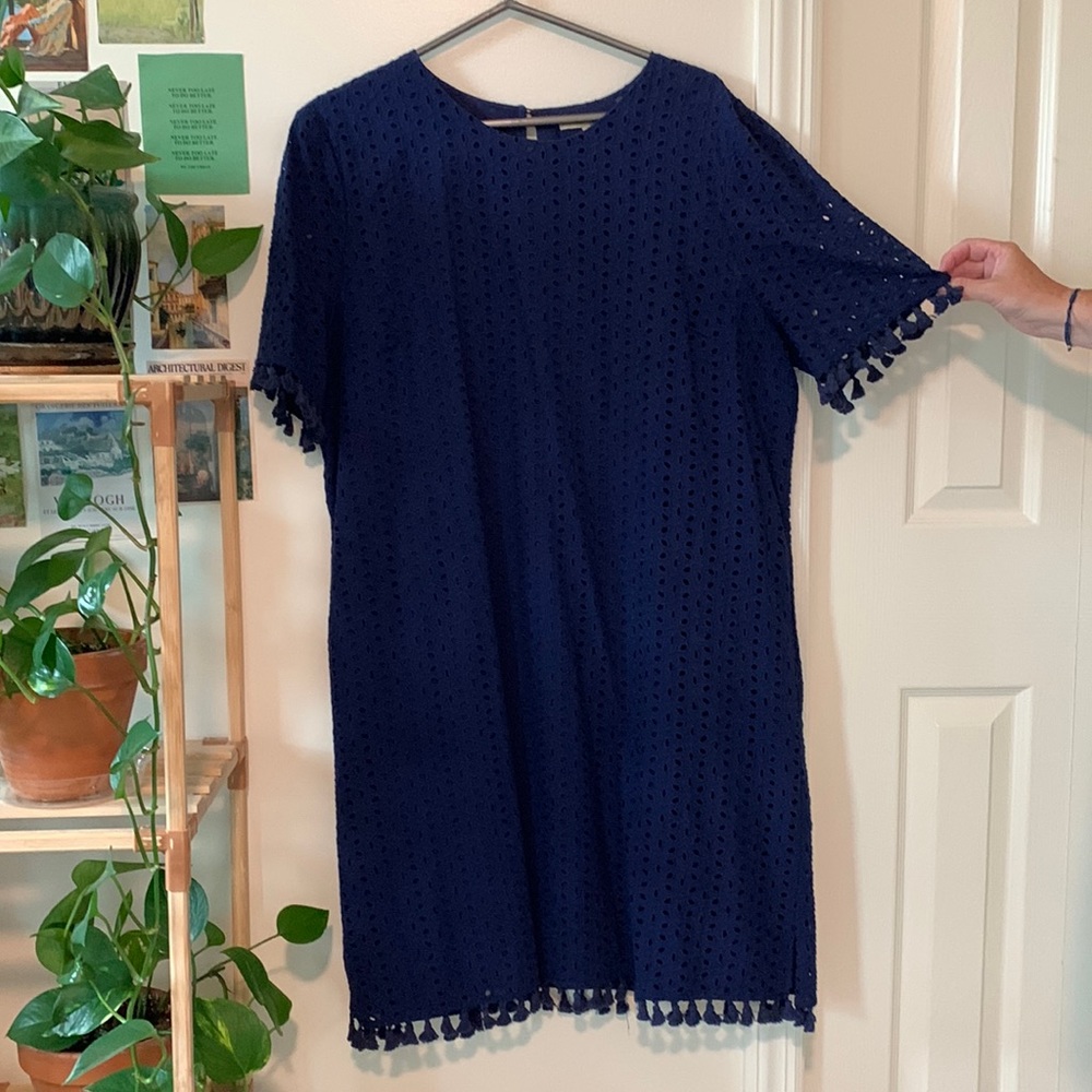 Adorable navy blue summer dress by Lark and Ro